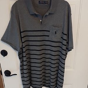NWOT Men's Polo by Ralph Lauren Gray Striped Polo Shirt
